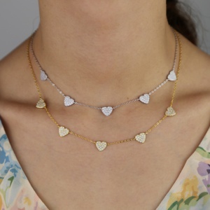 Chocher argint 925, JW639, model inimioare cu zirconiu, placat cu aur - Img 2