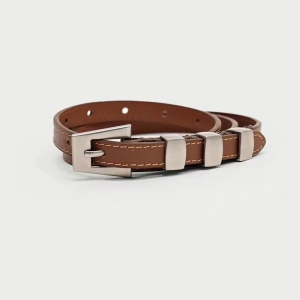 Curea dama C-219, piele naturala, Maro