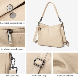 Geanta de dama, Anabelle GT3839, piele naturala, Ekru - Img 2