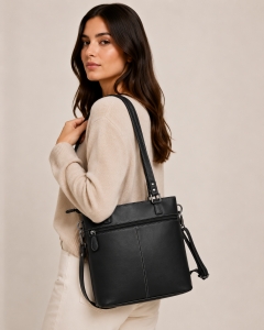 Geanta de dama, Anne GT3850, piele naturala, Negru - Img 2
