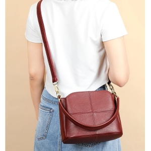 Geanta de dama, Mavis GT3086, piele naturala, Bordo - Img 2