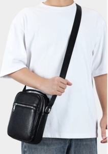 Geanta de umar pentru barbati, Alexander GT3810, piele naturala, Neagra - Img 2
