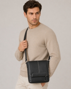 Geanta de umar unisex, Gabrielle, GT3873, piele naturala, Maro inchis - Img 2