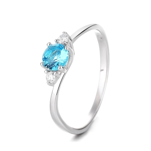 Inel argint 925, JW1333, model elegant cu piatra albastra, placat cu rodiu - Img 1