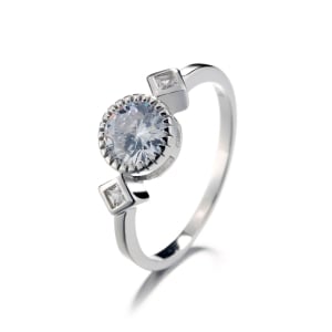 Inel argint 925, JW1355, model elegant cu pietre, placat cu rodiu - Img 1