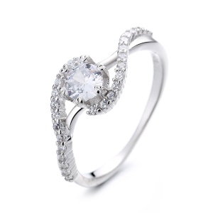 Inel argint 925, JW892, model elegant, placat cu rodiu - Img 1