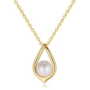 Lantisor argint 925, JW1547, model perla, placat cu aur - Img 1
