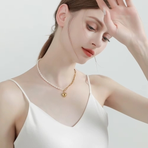 Lantisor argint 925, JW1731, model inima, placat cu aur - Img 2