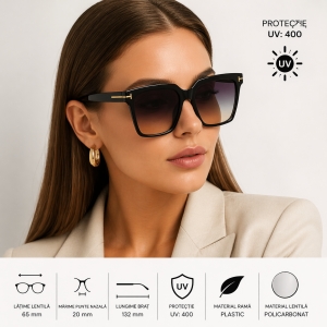 Ochelari de soare pentru femei, SG074, Negru/Multicolor - Img 2