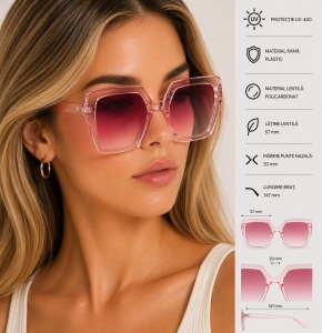 Ochelari de soare pentru femei, SG110, Roz - Img 2