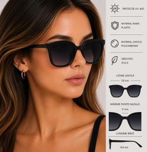 Ochelari de soare pentru femei, SG124, Negru - Img 2