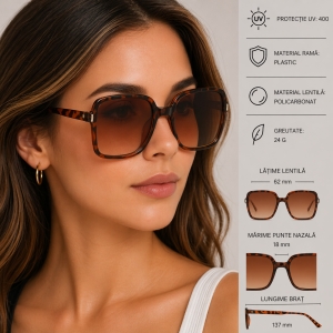Ochelari de soare pentru femei, SG140, Maro - Img 2