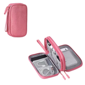Organizator pentru accesorii electronice cu fermoar, GT4025, Roz
