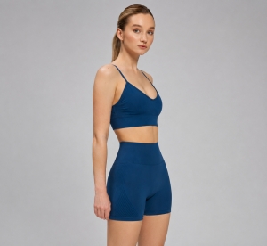 Pantaloni Scurți Sport Seamless Push-Up, LGS21, albastru - Img 2