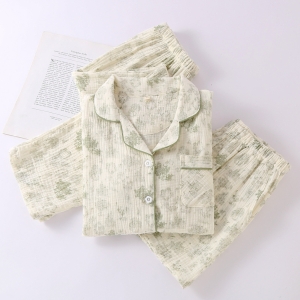 Pijama dama "Luna Soft" din trei piese, PJ020, Bej - Img 2