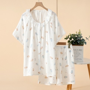 Pijama dama "Warm & Chic" din doua piese, PJ009, Alb - Img 3