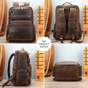 Rucsac pentru barbati, Alaric GT3320, piele naturala, Maro inchis - Img 4