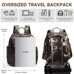 Rucsac pentru barbati, Emeric GT3325, piele naturala, Maro inchis - Img 5