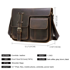 Servieta pentru barbati, Dastan GT3269, piele naturala, Neagra - Img 4