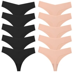 Set 10 perechi de chiloti pentru dama, CH046, Negru/Bej - Img 1