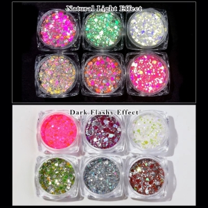 Set 6 sclipici unghii reflective Marquise, GLITTER03, Multicolor - Img 4