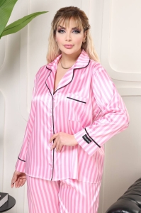 Set pijama dama din doua piese, cu nasturi – 2500037, Roz - Img 5