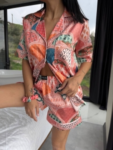 Set pijama dama din doua piese, cu nasturi – 2500153, Color Mosaic - Img 6