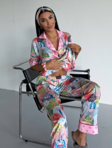 Set pijama dama din doua piese, cu nasturi – 2500371, Playful World - Img 3