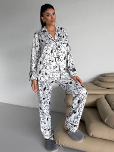 Set pijama dama din doua piese, cu nasturi – 2600019, Model Snoopy - Img 7