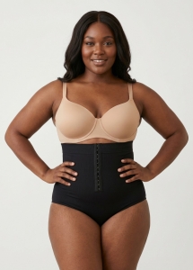 Slip modelator premium cu talie inalta si inchidere reglabila, 53603, negru