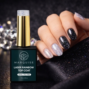 Top Coat Laser Rainbow HEMA/TPO FREE, Marquise, Argintiu, 15 ml - Img 2