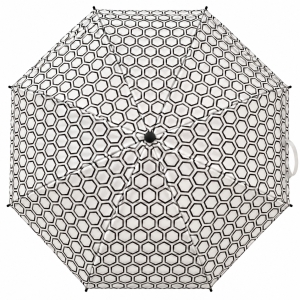 Umbrela pliabila pentru ploaie, 8 spite, diametru 97 cm, UMB056, Gri cu print geometric - Img 2