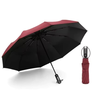Umbrela pliabila pentru ploaie si soare, 10 spite, diametru 105 cm, protectie UV, UMB016, Bordo
