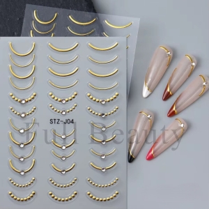 Abtibilduri unghii 3D Marquise, STICKER110, Auriu