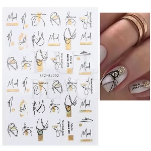 Abtibilduri unghii Marquise, STICKER12, Auriu