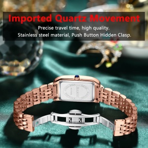 Ceas dama Poedagar CS1516, otel inoxidabil, rose gold, cadran maro - Img 3