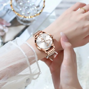 Ceas de dama Olevs CS1688, otel inoxidabil, rose gold, cadran alb - Img 2