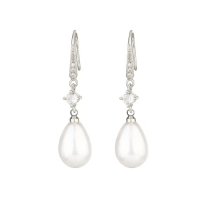 Cercei argint 925, JW1113, model elegant cu perla, placati cu rodiu