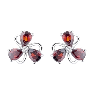 Cercei argint 925, JW1264, model floare, placati cu rodiu - Img 1