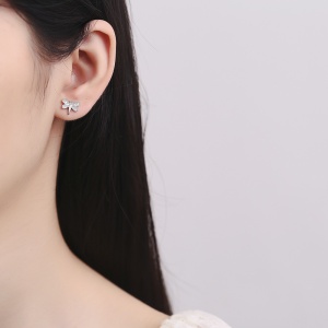 Cercei argint 925, JW697, model libelula, placati cu rodiu - Img 2