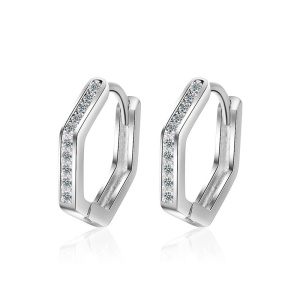 Cercei argint 925, JW941, model elegant, placati cu rodiu - Img 1