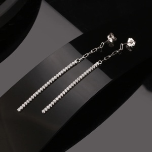Cercei lungi argint 925, JW961, model elegant, placati cu rodiu - Img 2