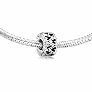 Charm/talisman argint 925, JW1151, model inimi, placat cu rodiu - Img 2