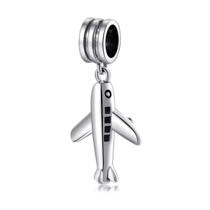 Charm/talisman argint 925, JW1630, model Avion, placat cu rodiu