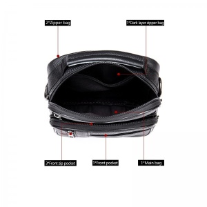 Geanta barbati, Leon GT952, piele naturala, model negru - Img 4