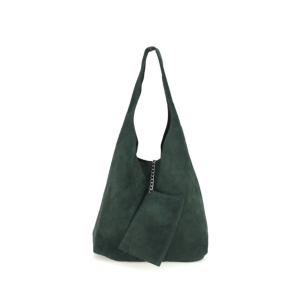 Geanta dama Monica GT3773, piele intoarsa, verde inchis
