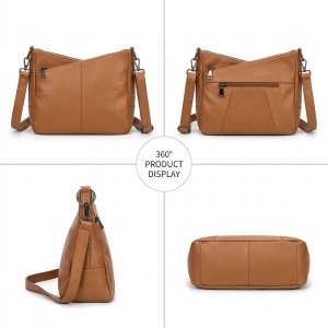 Geanta de dama, Anabelle GT3838, piele naturala, Maro - Img 4