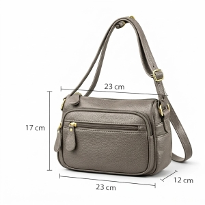 Geanta de dama, Caroline GT3834, piele naturala, Gri - Img 4