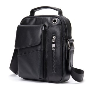 Geanta de umar pentru barbati, Harry GT1402, piele naturala, model negru - Img 1