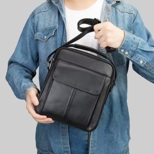 Geanta de umar pentru barbati Khaiel GT3904, piele naturala, neagra - Img 2